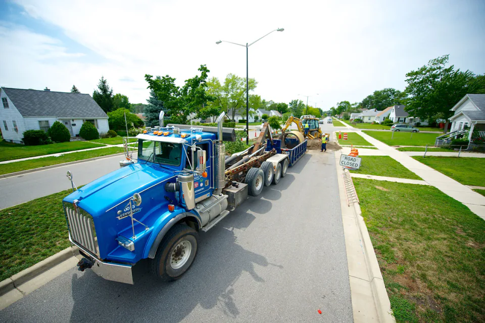 A Bob Frame Plumbing vac truck used for hydro excavating